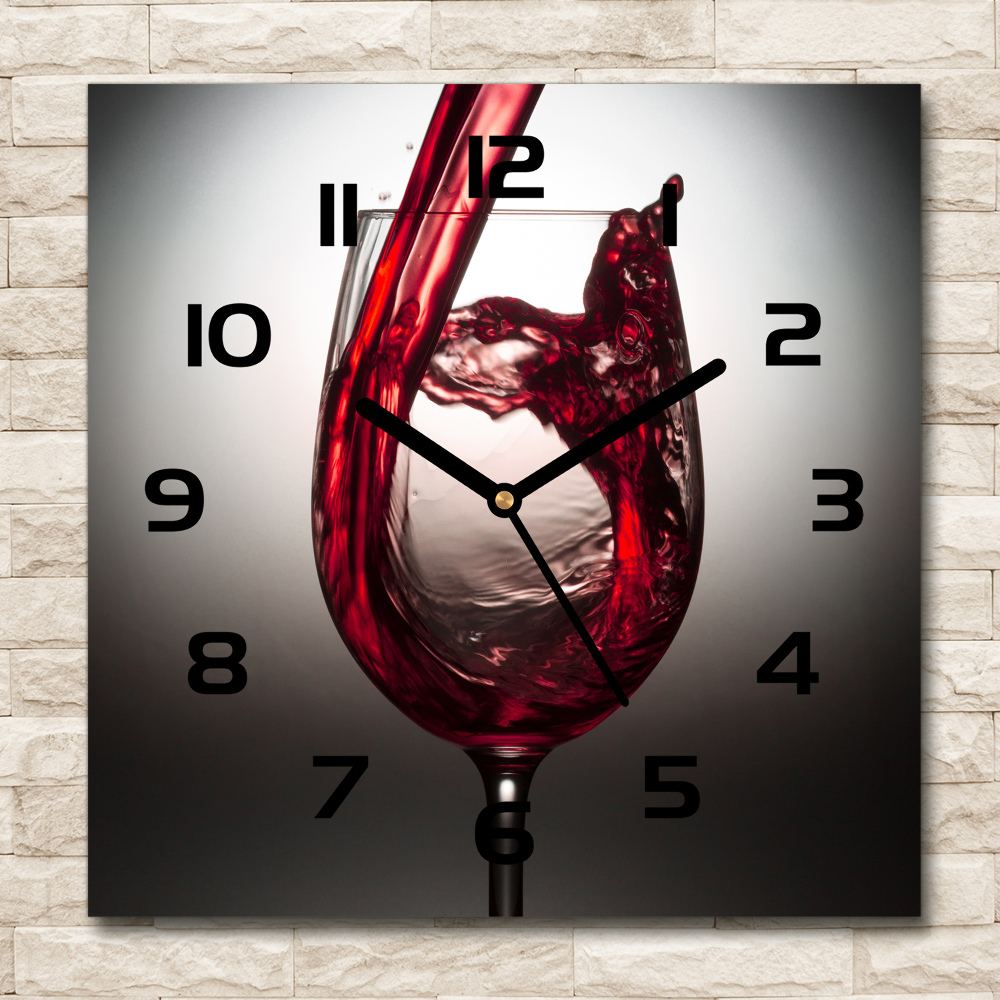 Sklenené hodiny štvorec Červené víno