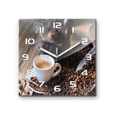 Sklenené hodiny štvorec Ranná káva