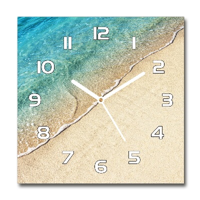 Sklenené hodiny štvorec Vlna na pláži