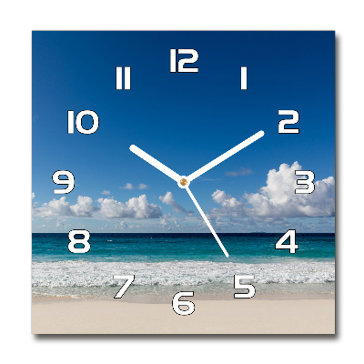 Sklenené hodiny štvorec Pláž Seychely