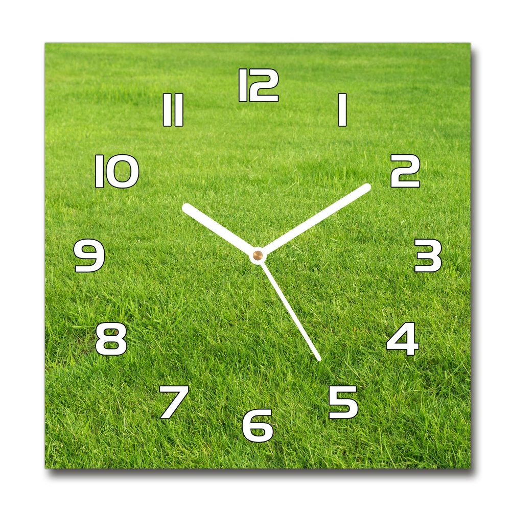 Sklenené hodiny štvorec Zelená tráva
