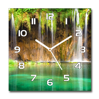 Sklenené hodiny štvorec Plitvické jazerá