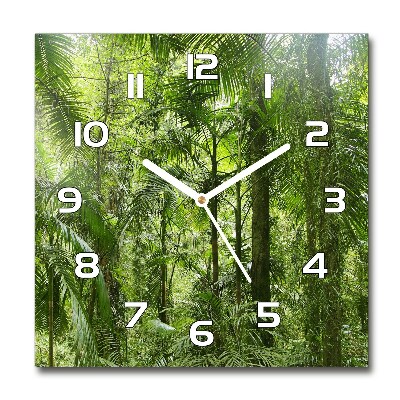 Sklenené hodiny štvorec Tropický les