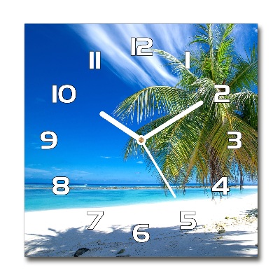 Sklenené hodiny štvorec Tropická pláž