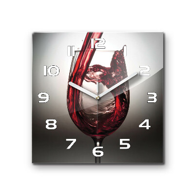 Sklenené hodiny štvorec Červené víno