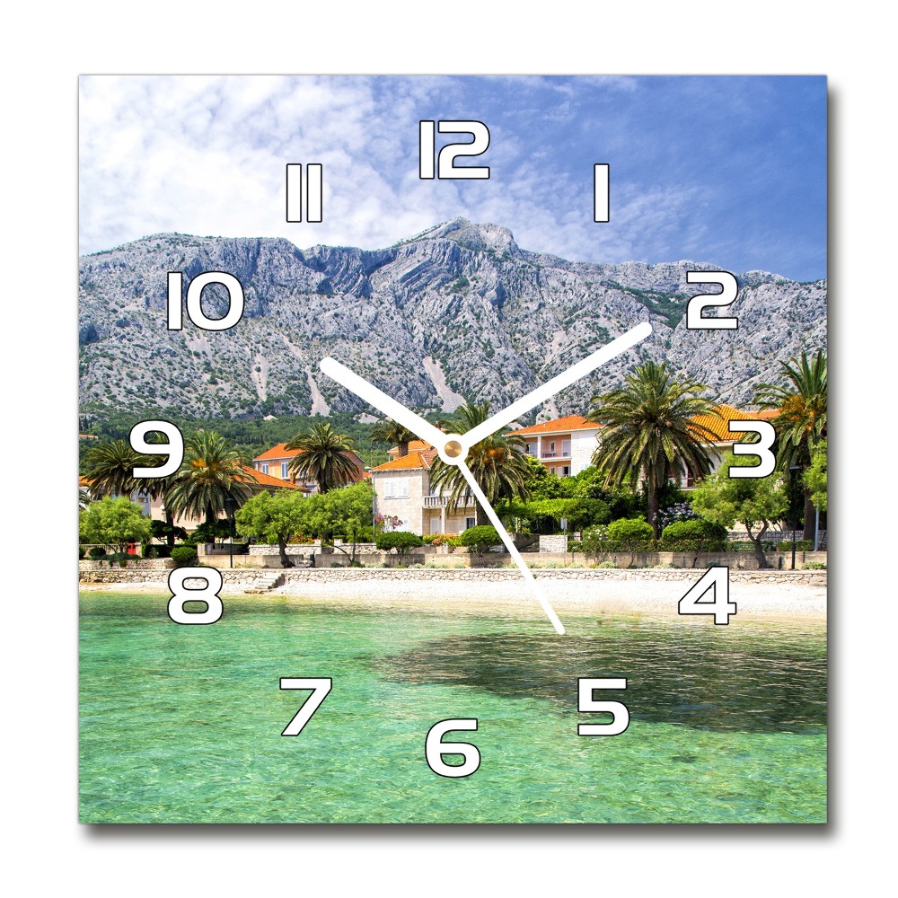 Sklenené hodiny štvorec Pláž v Chorvátsku
