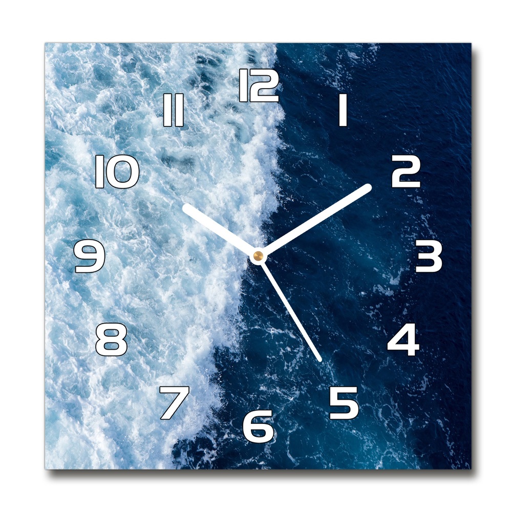 Sklenené nástenné hodiny štvorec Morské vlny