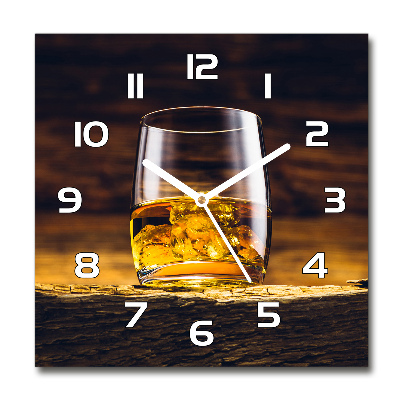 Sklenené nástenné hodiny štvorec Bourbon v pohári