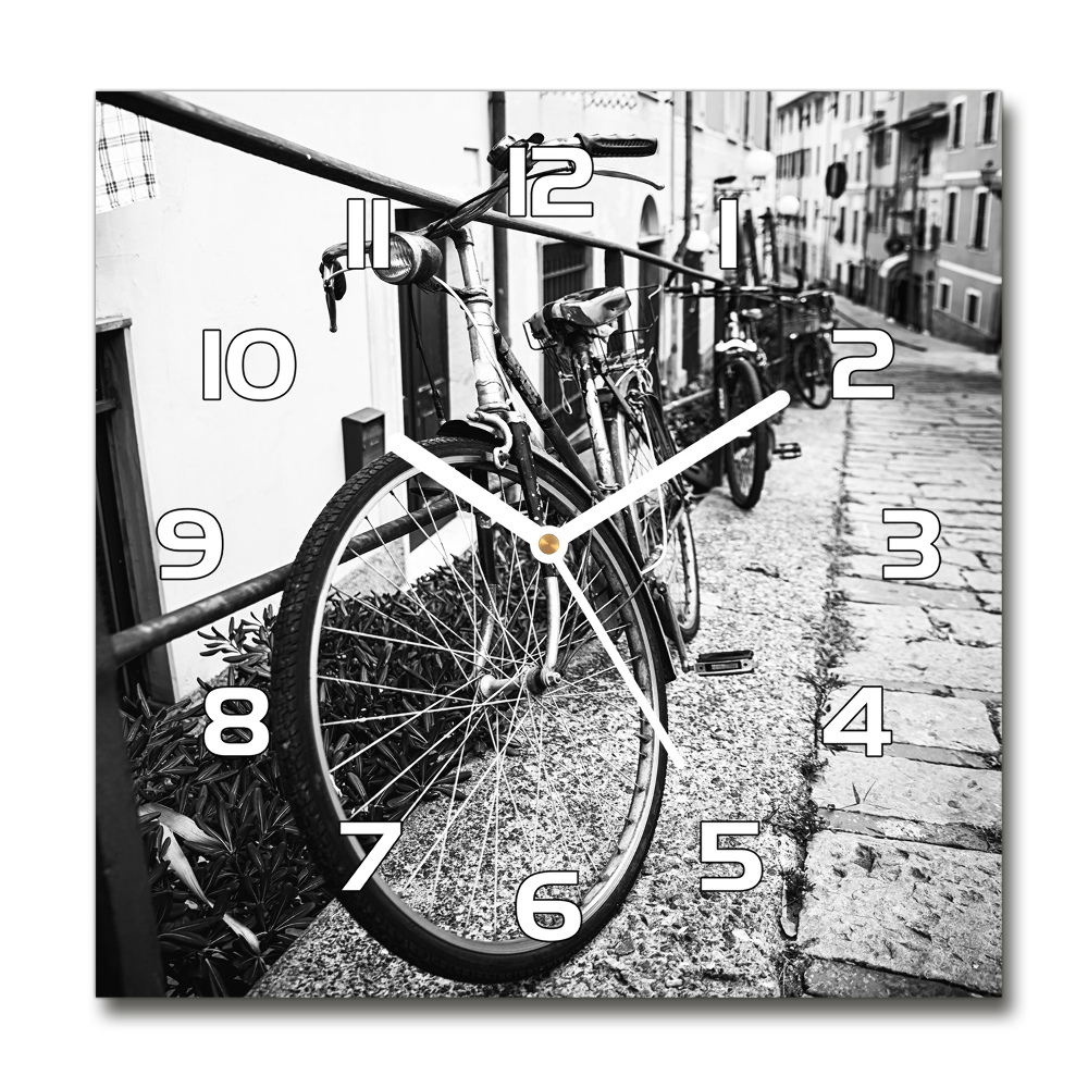 Sklenené hodiny štvorec Mestské bicykle
