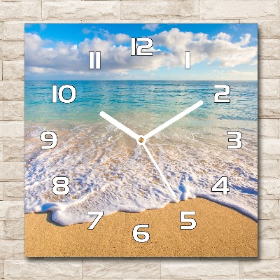 Sklenené nástenné hodiny štvorec Havajská pláž