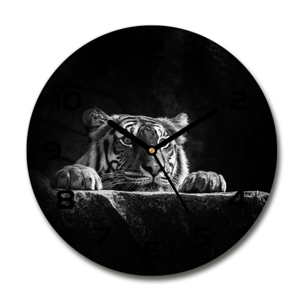 Sklenené nástenné hodiny okrúhle Tiger