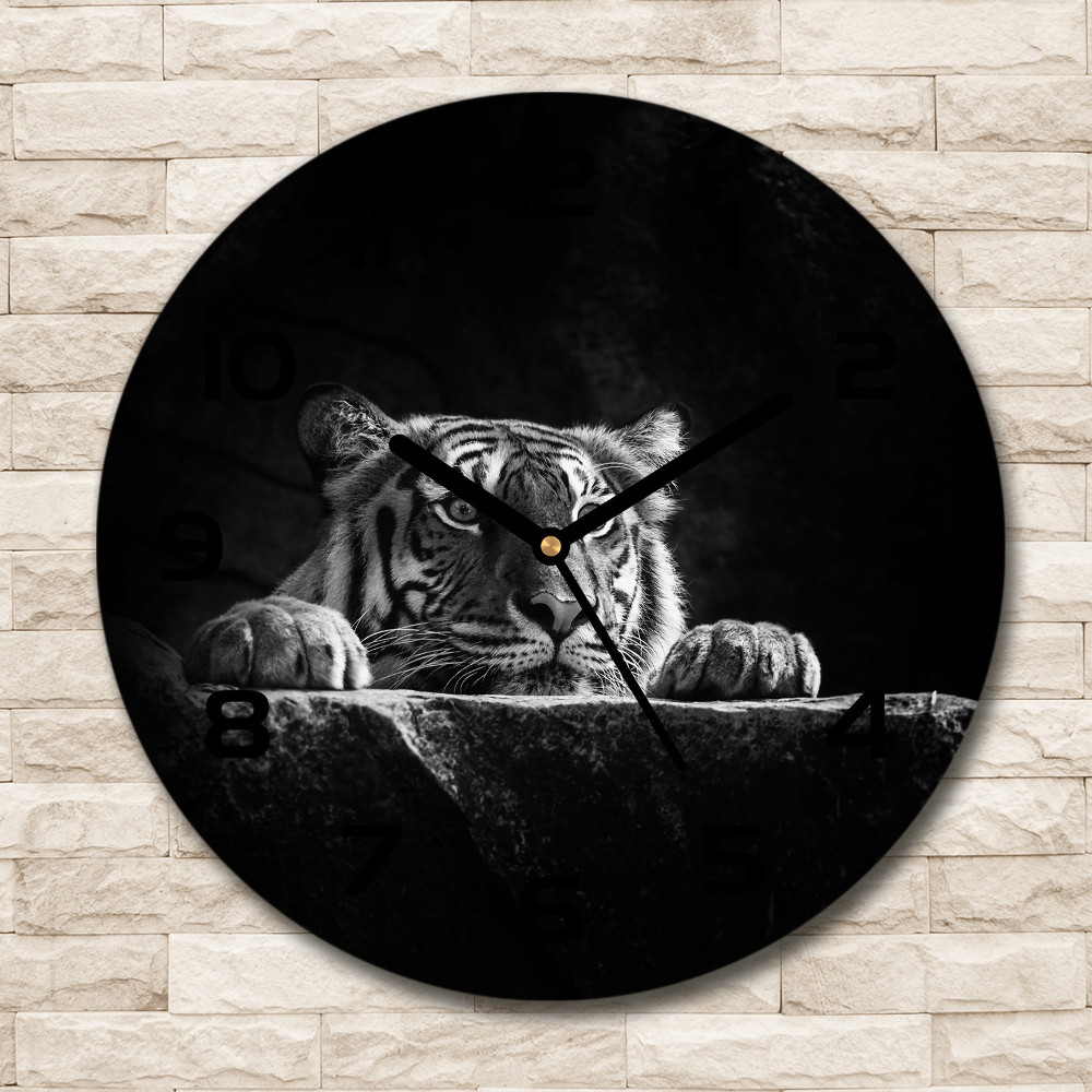 Sklenené nástenné hodiny okrúhle Tiger