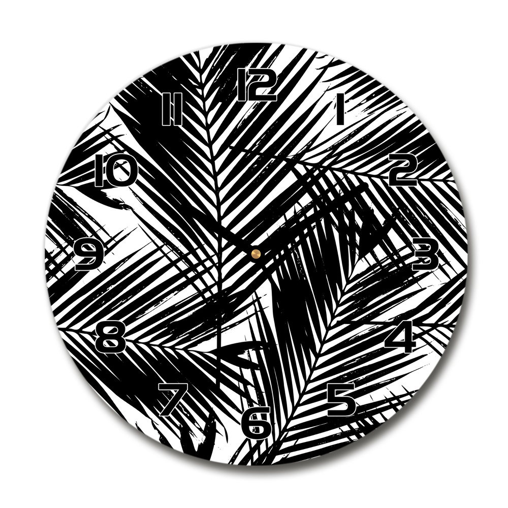 Sklenené hodiny okrúhle Listy palmy