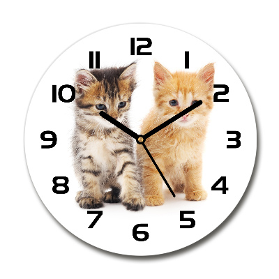 Sklenené hodiny okrúhle Hnedá a červená mačka