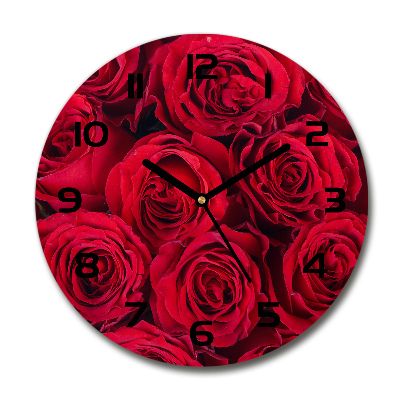 Sklenené nástenné hodiny okrúhle Ruže