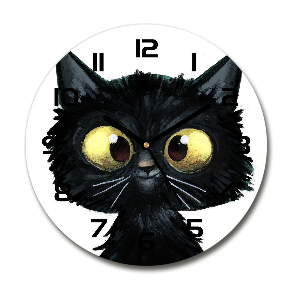 Sklenené hodiny okrúhle Ilustrácie mačky
