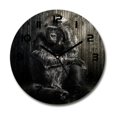 Sklenené nástenné hodiny okrúhle Gorila
