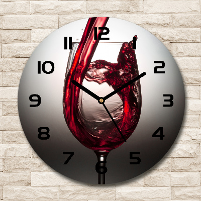 Sklenené hodiny okrúhle Červené víno