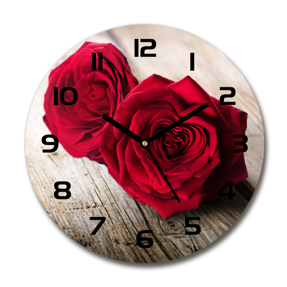 Sklenené hodiny okrúhle Ruže na strome