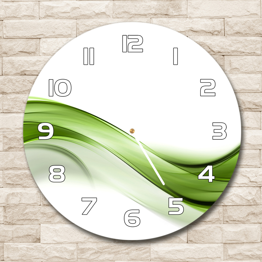 Sklenené nástenné hodiny okrúhle Zelená vlna