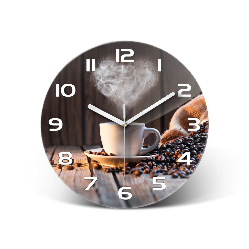 Sklenené hodiny okrúhle Šálka kávy