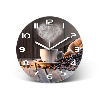 Sklenené hodiny okrúhle Šálka kávy