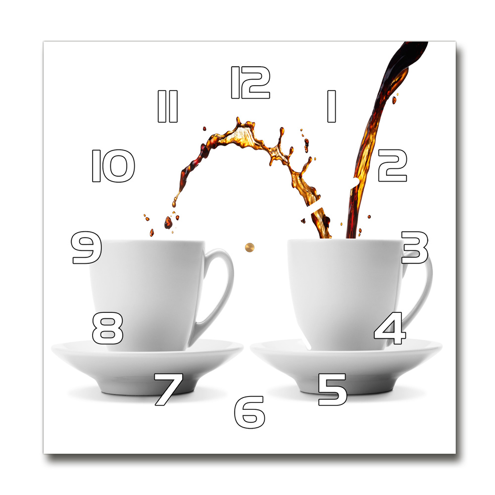 Sklenené hodiny okrúhle Tečúca káva