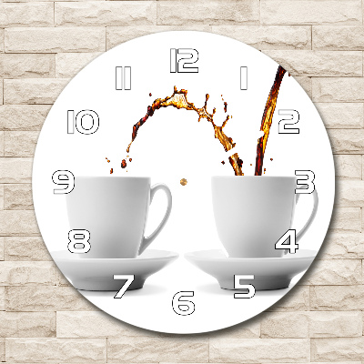 Sklenené hodiny okrúhle Tečúca káva