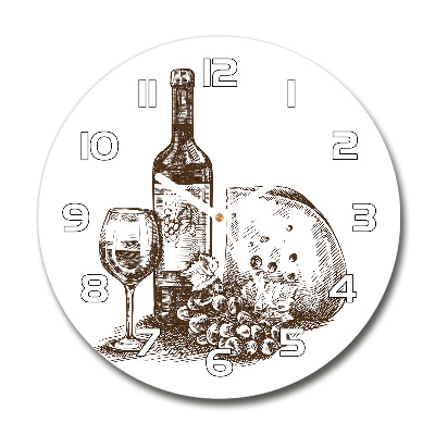 Sklenené hodiny okrúhle Víno