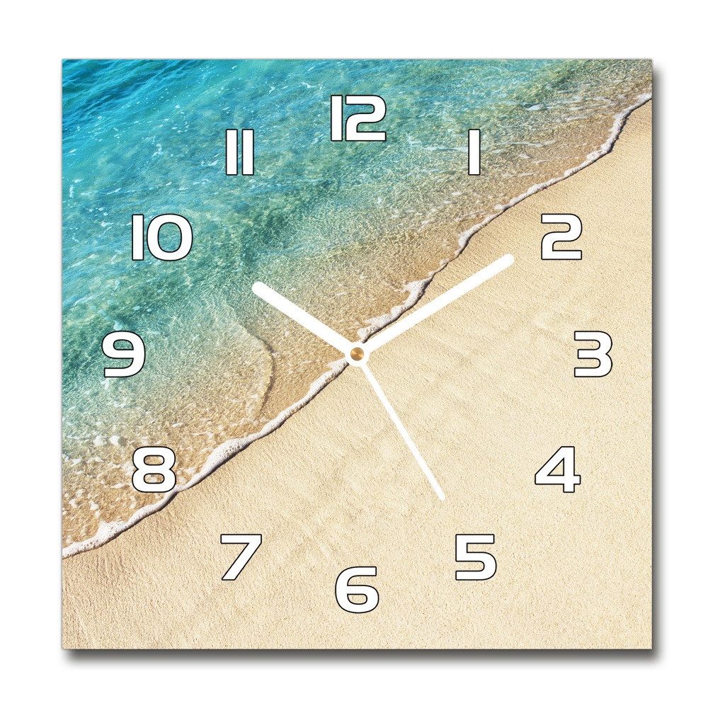 Sklenené hodiny okrúhle Vlna na pláži