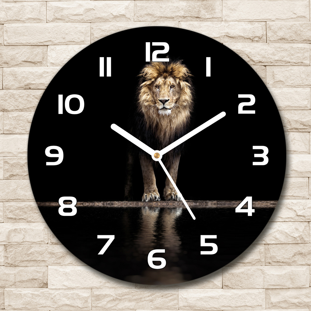 Sklenené hodiny okrúhle Portrét leva