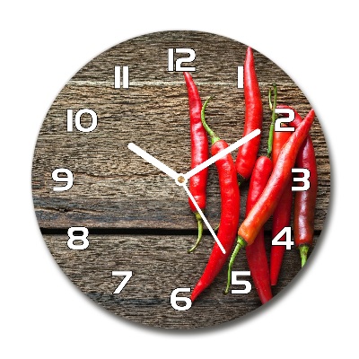 Sklenené hodiny okrúhle Chilli papričky