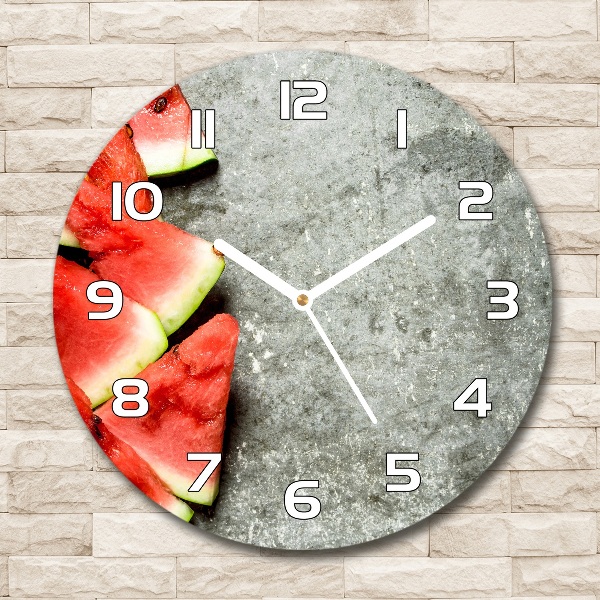 Sklenené hodiny okrúhle Nakrájaný melón