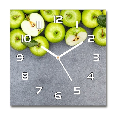 Sklenené hodiny okrúhle Zelená jablká