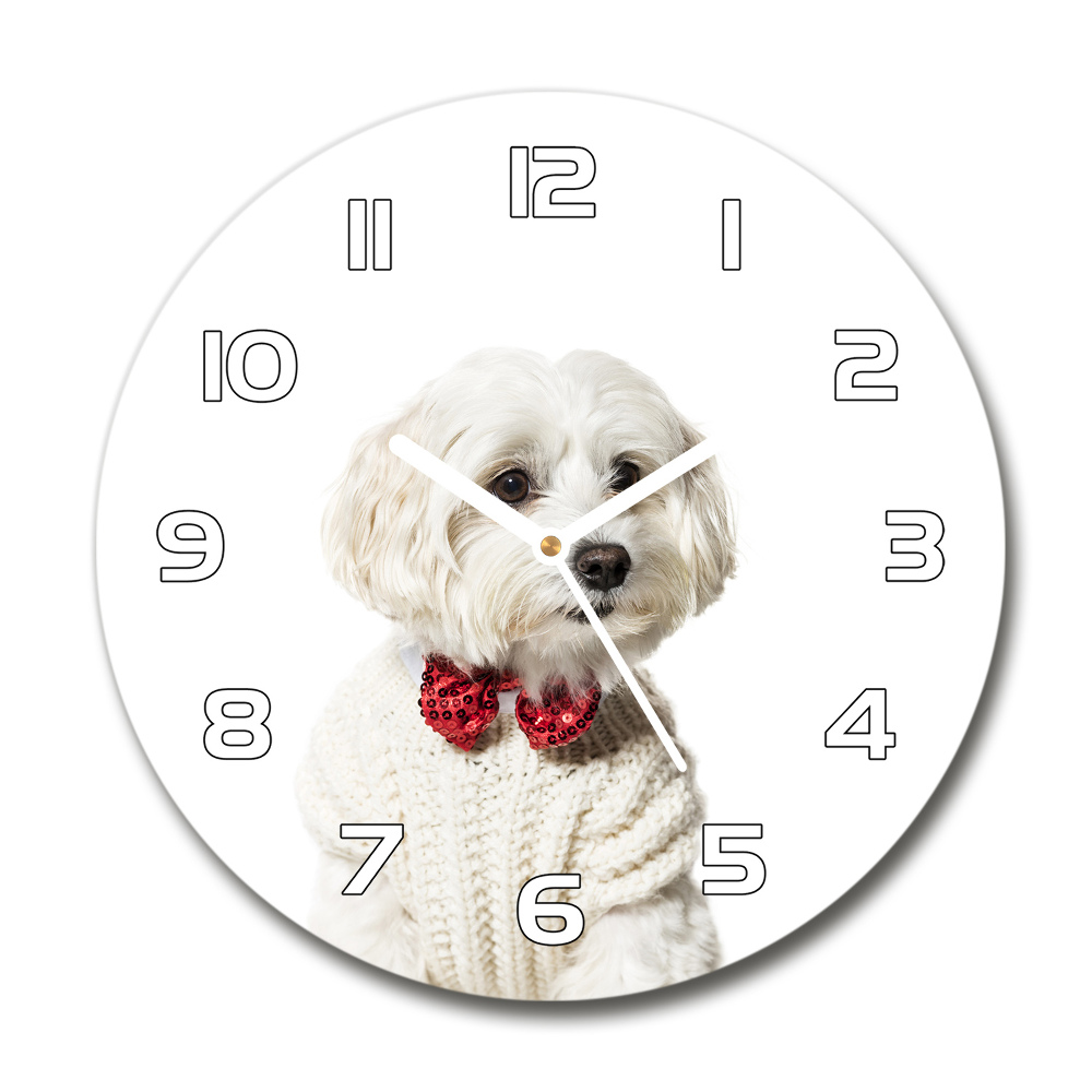 Sklenené hodiny okrúhle Maltázský psík