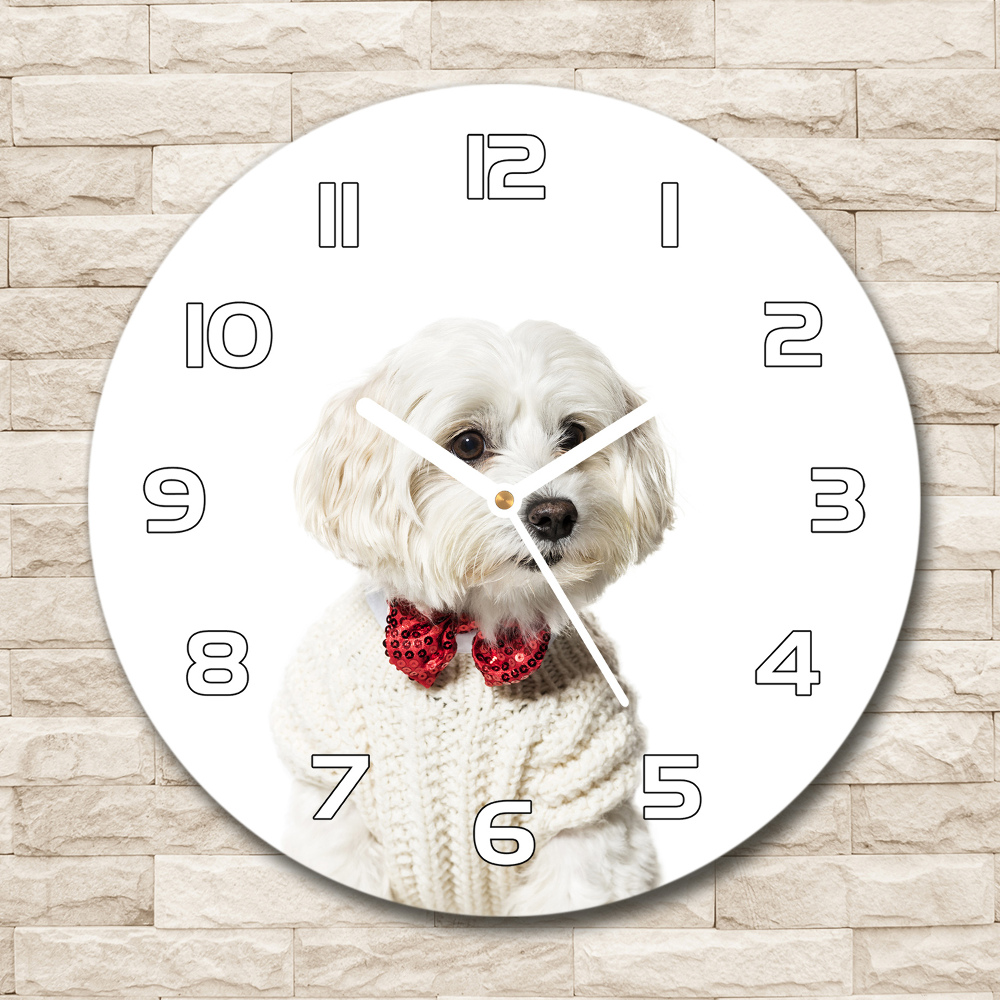 Sklenené hodiny okrúhle Maltázský psík