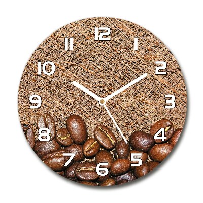 Sklenené hodiny okrúhle Zrnká kávy