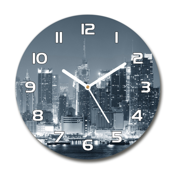 Sklenené hodiny okrúhle Manhattnu Nev York