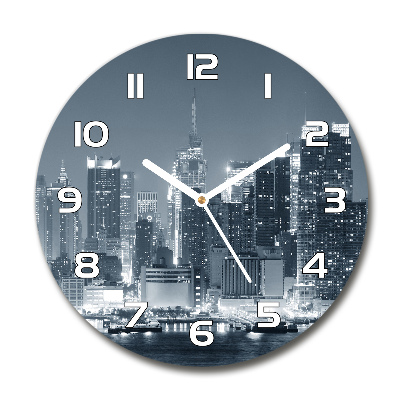 Sklenené hodiny okrúhle Manhattnu Nev York