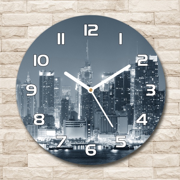 Sklenené hodiny okrúhle Manhattnu Nev York