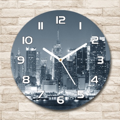 Sklenené hodiny okrúhle Manhattnu Nev York