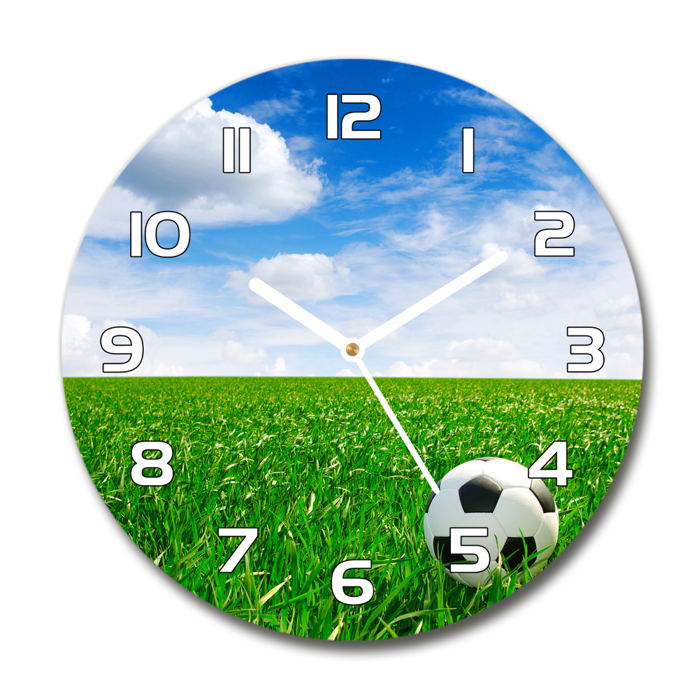 Sklenené hodiny okrúhle Futbal na lúke