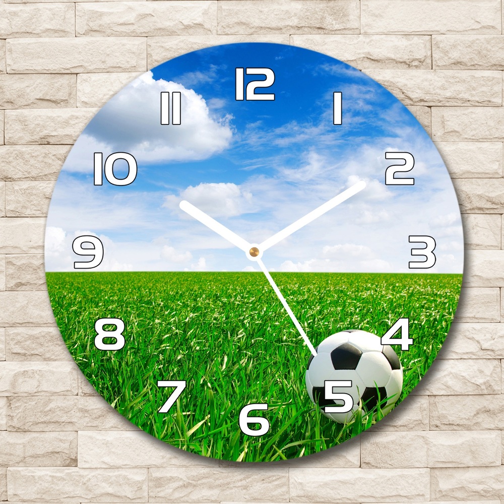 Sklenené hodiny okrúhle Futbal na lúke