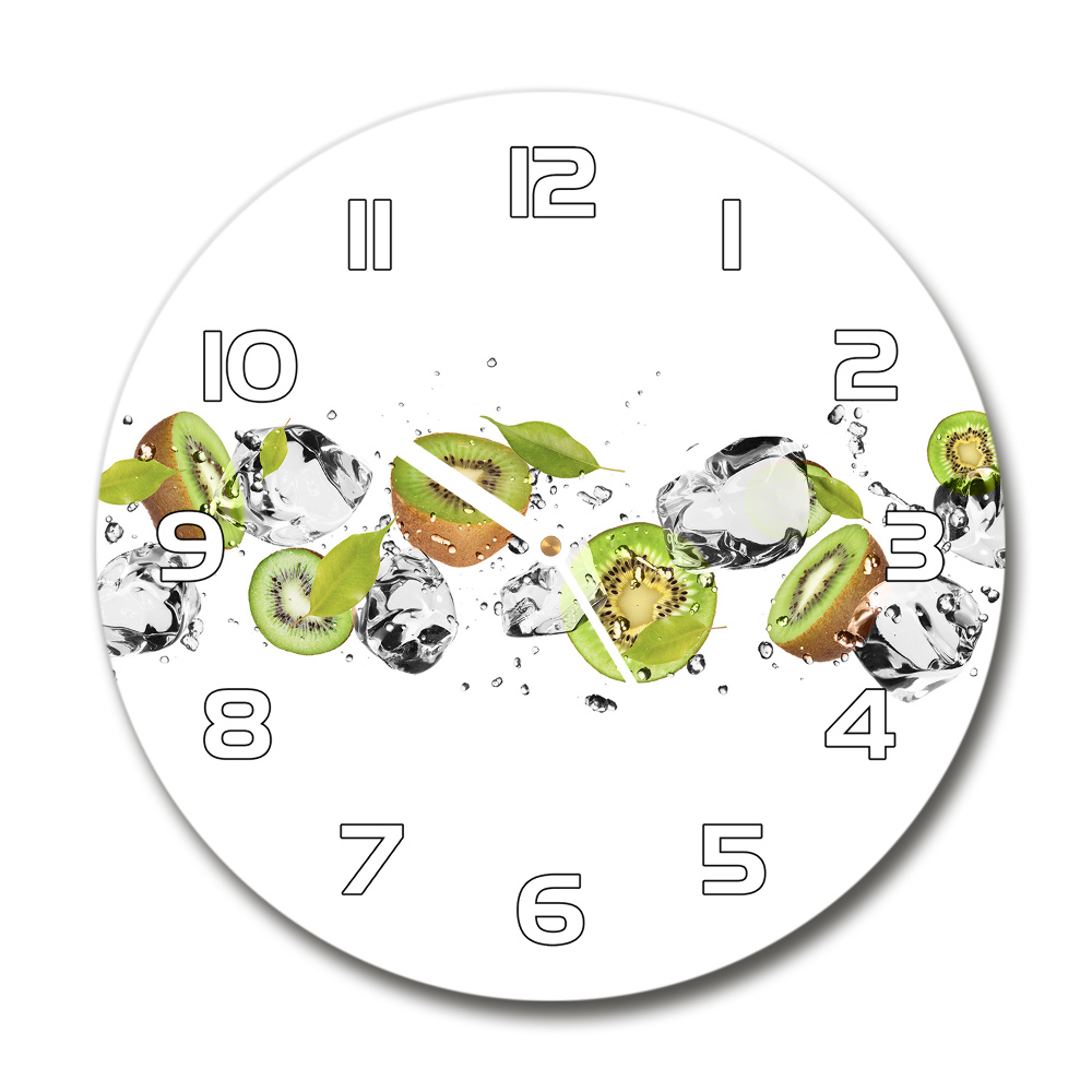 Sklenené nástenné hodiny okrúhle Kiwi a voda