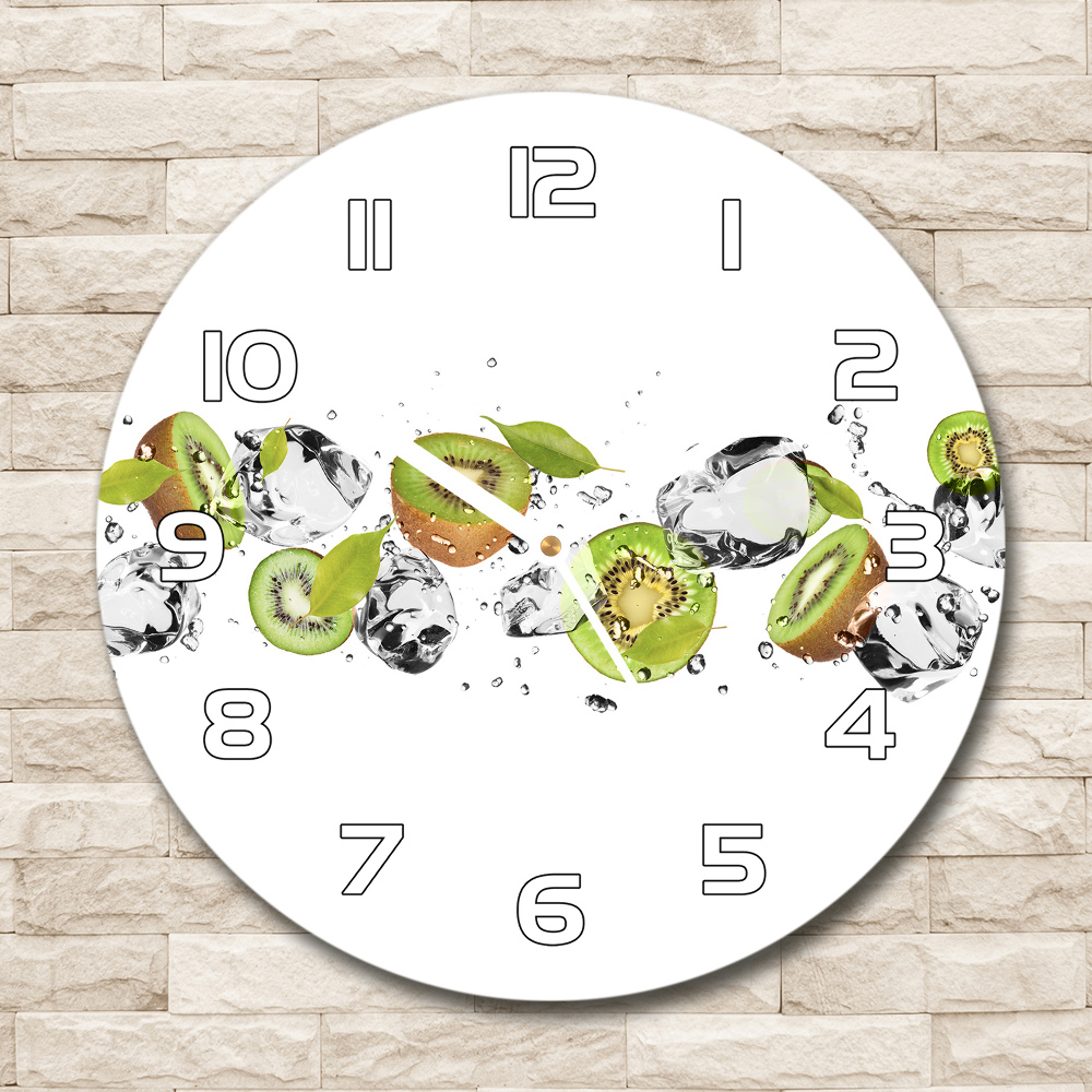 Sklenené nástenné hodiny okrúhle Kiwi a voda