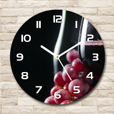Sklenené nástenné hodiny okrúhle Hrozno a víno
