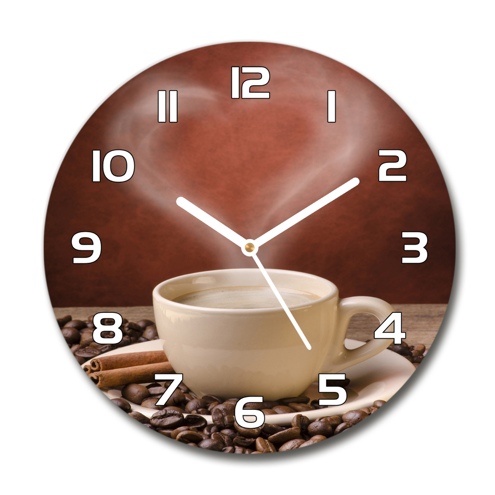 Sklenené nástenné hodiny okrúhle Aromatická káva