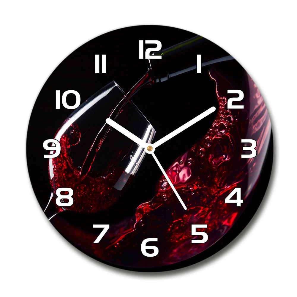 Sklenené nástenné hodiny okrúhle Červené víno