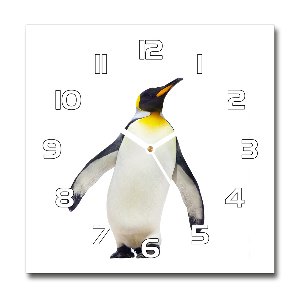 Sklenené nástenné hodiny okrúhle Tučniak