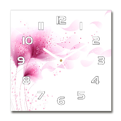 Sklenené hodiny okrúhle Ružové kvety